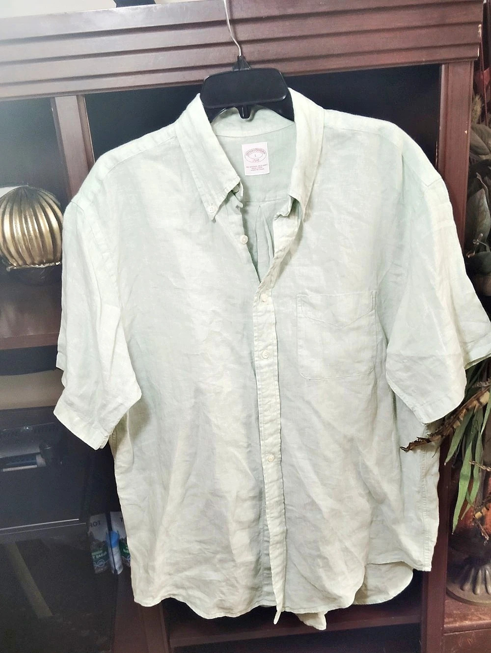 Brooks Brothers 346 100% Linen Short Sleeve Button-Down Shirt 346 Linen Short